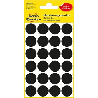 Kulaté etik.Avery Zweckform-černé,průměr 18mm,96ks