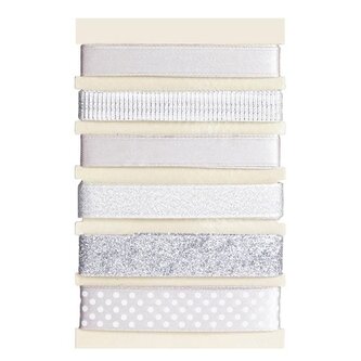 Dekorační stuha - stříbrná sada, 6 x 1 m Dekorační stuha - stříbrná sada, 6 x 1 m