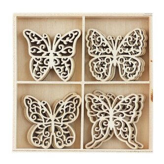 Dekorační dřevěné výřezy - motýli, 20 ks Dekorační dřevěné výřezy - motýli, 20 ks