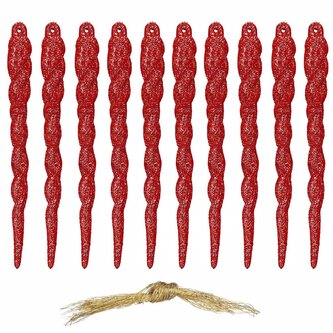 Rampouchy 12,5cm červené sada 10ks, vánoční ozdoby