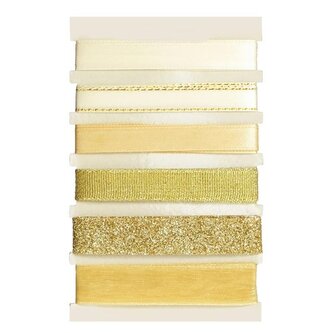 Dekorační stuha - zlatá sada, 6 x 1 m Dekorační stuha - zlatá sada, 6 x 1 m