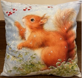 Vánoční polštář ZIMNÍ VEVERKA 40x40 cm Mybesthome