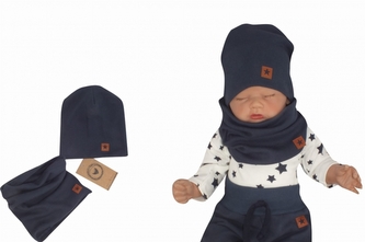 Z&Z Dvouvrstvá žebrovaná čepička + nákrčník, granátová, vel. 92/98; 92/98 (18-36m)