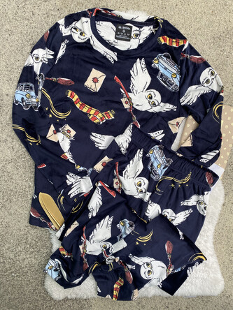 Pyžamo dámské modré s Hedvikou a předměty, Harry Potter Velikost: XL