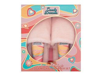 Xpel Candy Dreams sprchový krém Marshmallow Magic 100 ml + tělové mléko Marshmallow Magic 100 ml + 1 pár měkkých pantoflí