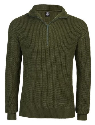 Svetr Brandit Marine Pullover Troyer - olivový, XXL