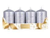 Svíčka adventní TAURUS škrábaná metalická d5x9cm 4ks