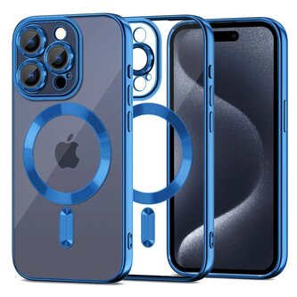 Etui Tech-Protect MagShine Line MagSafe na iPhone 15 Pro - granatowe