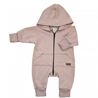 Dětský teplákový overal s prodlouženými náplety, pudrově růžový, vel. 62; 62 (2-3m)