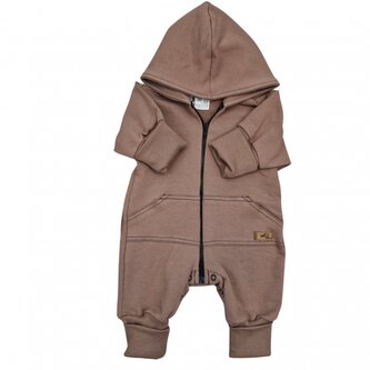 Dětský teplákový overal s prodlouženými náplety, čokoláda, vel. 74; 74 (6-9m)