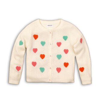 Svetr dívčí celopropínací, Minoti, UNICORN 9, bílá - 116/122