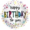 Foliový balonek Happy Birthday To You, konfety a serpentiny, 45 cm
