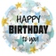 Foliový balonek Happy Birthday, modré a zlaté hvězdy, 45 cm