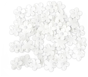 Płatki kwiatów papierowe Niezapominajki z perełką białe, op. 50 szt., Galeria Papieru