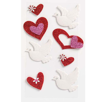 Naklejki 3D Serca i Gołębie 1ark, BSB