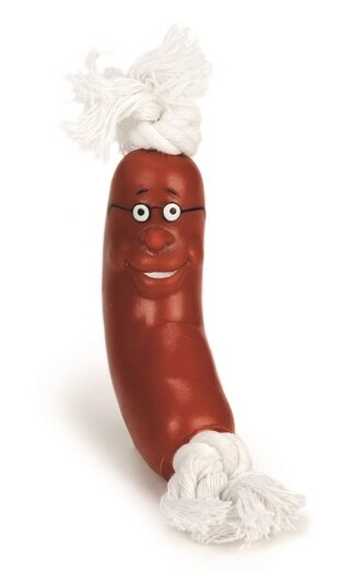 Beeztees Hračka lano s párkem pro psy 25cm