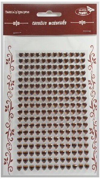 Kryształki samoprzylepne serca 6mm 216 szt, kolor brązowy, Galeria Hobby