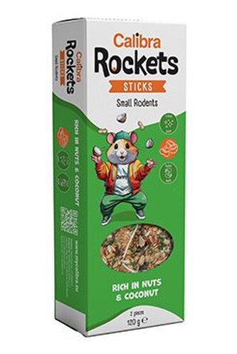 Calibra Rockets Sticks Small rodents Nuts&Coconut 120g Calibra Rockets Sticks Small rodents Nuts&Coconut 120g