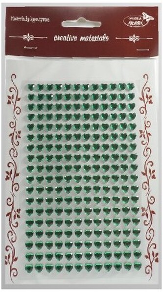 Kryształki samoprzylepne serca 6mm 216 szt, kolor zielony, Galeria Hobby