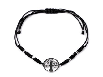 Náramek shamballa strom života z nerezové oceli - 1 ks - černá