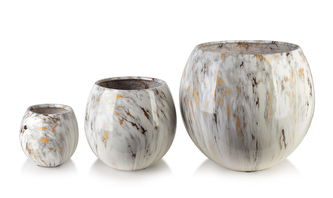 NEVA MARBLE KOMPLET 3 DONICZEK 42,5x42x5x39/28x28x27/20x20x19cm