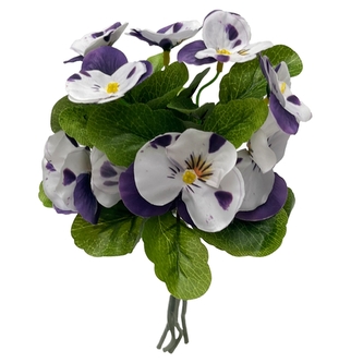 Umělá maceška bílo-tmavě fialová 26 cm