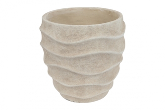 Betonový květináč Ribbel XL bílý/béžový