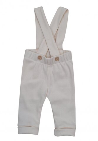 Žebrované rostoucí legíny se šlemi na knoflíky - smetanové, vel. 68/74; 68/74 (6-9m)