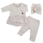 Bavlněná sada, 3D, tunika, legíny, turban - sv. béžová, vel. 86; 86 (12-18m)