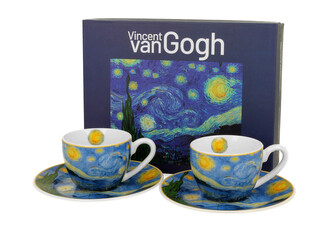2 filiżanki espresso ze spodkami STARRY NIGHT inspired by Van Gogh