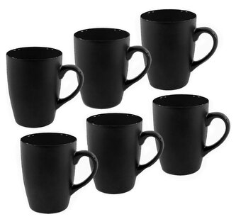 HIT Sada hrnků na kávu i čaj porcelán 6 ks 340 ml černá HT-24304413