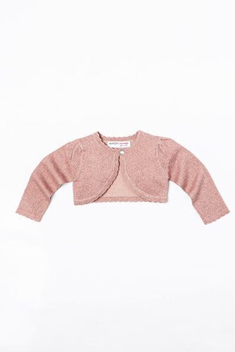 Svetr dívčí bolerko s ozdobnými lemy, Minoti, ODYSSEY 7, růžová - 80/86