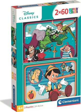 Puzzle 2 x 60 elementów. Super kolor. Disney Classic