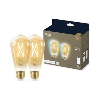 WiZ SET 2x LED žárovka E27 ST64 Filmant amber 6,7W (50W) 640lm 2000-5000K IP20, stmívatelné WiZ SET 2x LED žárovka E27 ST64 Filmant amber 6,7W (50W) 640lm 2000-5000K IP20, stmívatelné