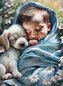 Diamantové malování Dítě a štěňátko 30 x 40 cm