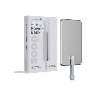 Mobile Origin Blade powerbanka s MagSafe a USB-C kabelem, 3000mAh stříbrná