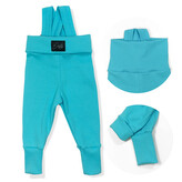 Rostoucí žebrované kalhoty s laclem Color Turquoise; Barva: tyrkysová; Velikost: 86 - 92