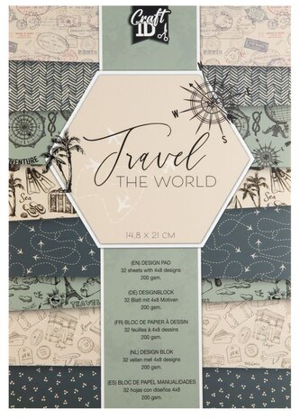 Designový papír A5, 32 listů, 200 g/m² - Travel the world