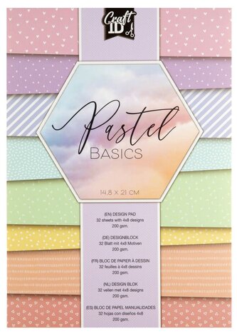 Designový papír A5, 32 listů, 200 g/m² - Pastel basics