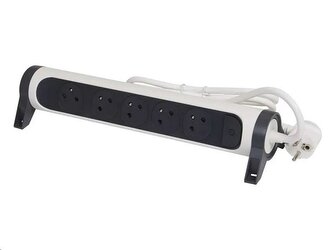 Prodlužovací kabel Legrand L049450 / 1,5 m / 5 zásuvek / s vypínačem / bílá-černá / PVC / 1 mm2