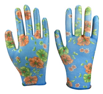 Rukavice zahradní vel. 10 NITRILE flowers blue