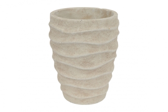Betonový květináč Ribbel M bílý/béžový