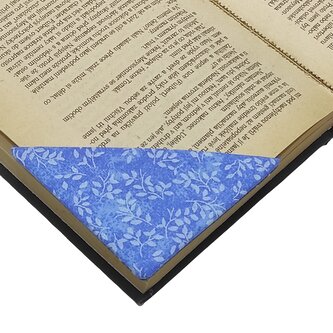 Rohová látková záložka do knihy -  Světle modré listy