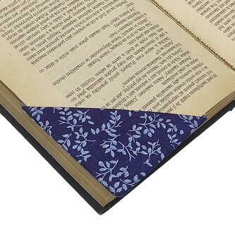 Rohová látková záložka do knihy - Modré listy