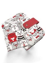 Sada plenkovníku / pouzdra na pleny a obalu na očkovací a zdravotní průkaz dítěte - Červené kočky v kině