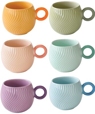 Sada šesti porcelánových hrnků Wave