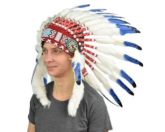 Indiánská čelenka modrobílá var. C Indiánská čelenka modrobílá var. C