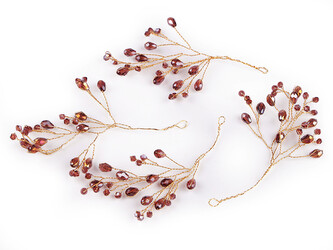 Větvička drátěná s broušenými korálky hand made - 4 ks - 3 starorůžová zlatá