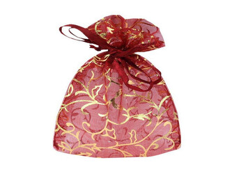 Dárkový pytlík 7x10 cm organza s lurexem - 5 ks - 1 bordó sv.