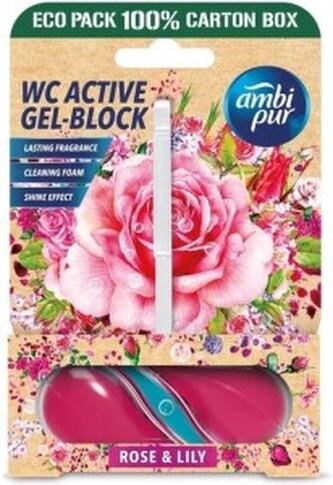 Ambi Pur WC Active gel-blok růže & lilie 45 g